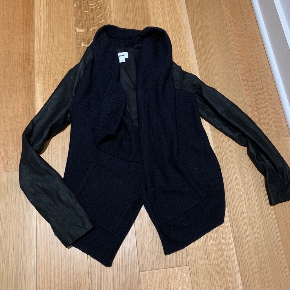 Helmut Lang black blue cardigan jacket leather